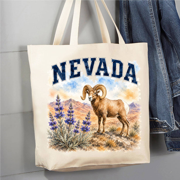 Nevada State Bird and Animal Canvas Tote Bag