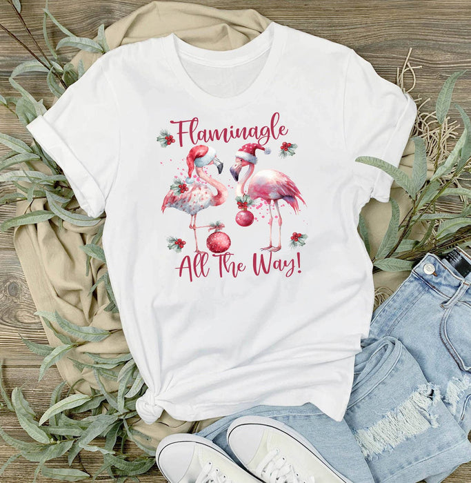 Christmas Flamingo Flaminagle all the way T-Shirt