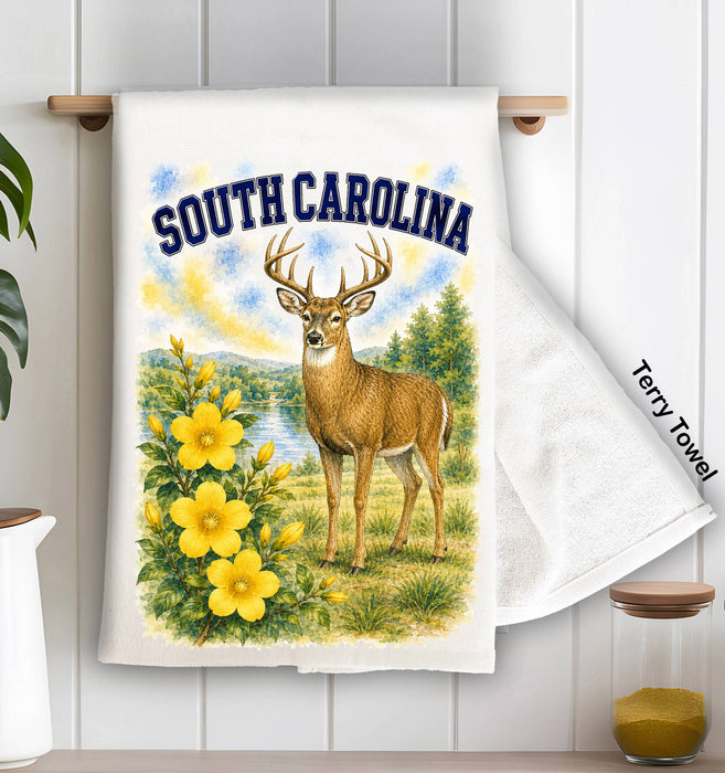 South Carolina State Bird and Animal Kitchen Terry Towel