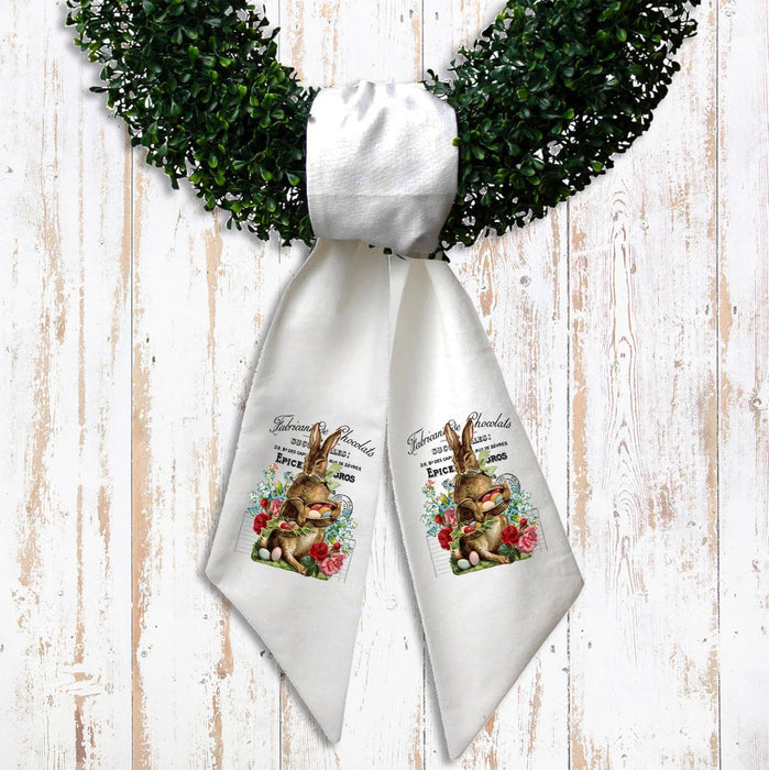 Vintage French Easter Bunny Wreath Sash