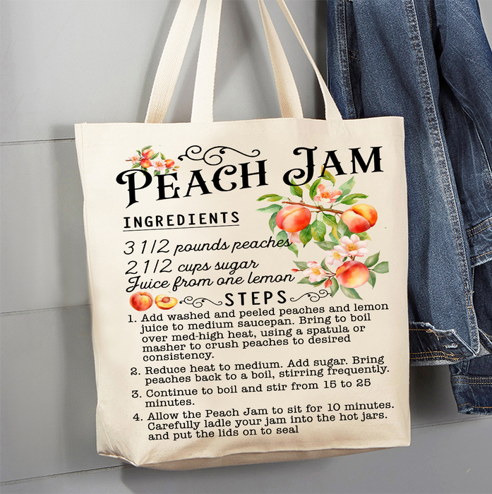 Fresh Peach Jam Recipe  Canvas Tote Bag