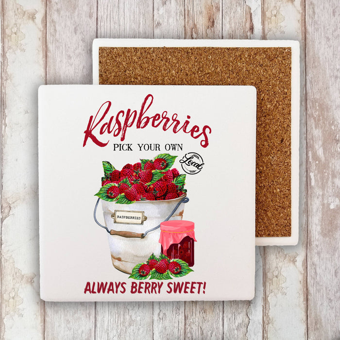 Country Farm Rasberry Fruit  Stone Coaster