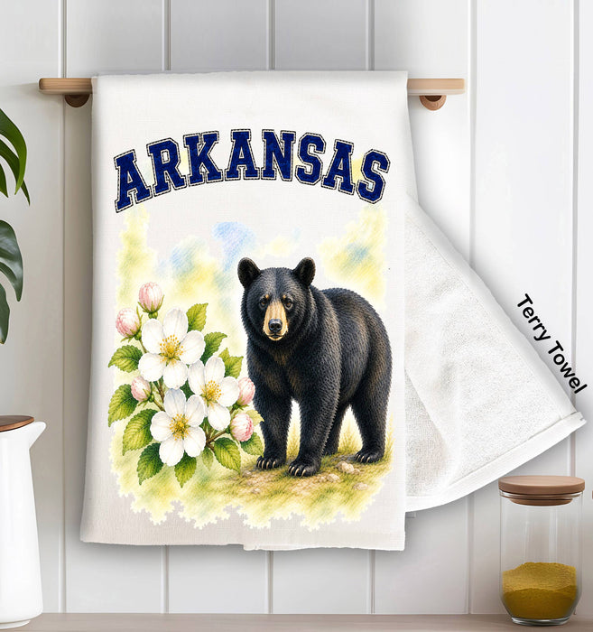 Arkansas State Bird and Animal Kitchen Terry Towel