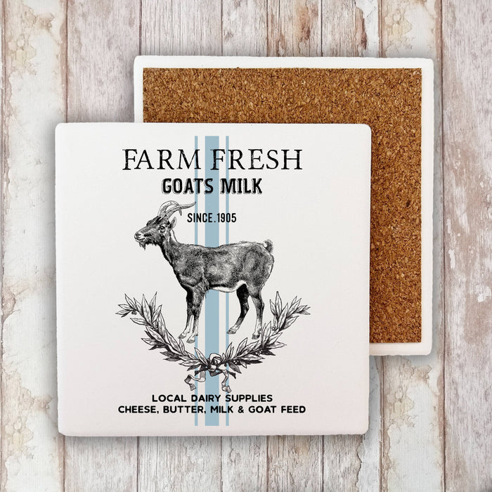 Vintage Farm Fresh Goats Milk Stone Coaster