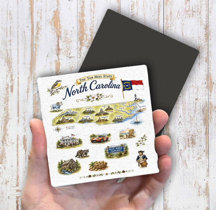 North Carolina State Map Landmark Magnet Fridge