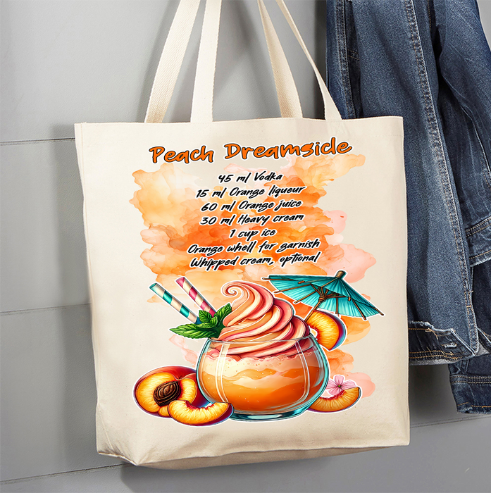 Summer Cocktail Peach Dreamsicle Canvas Tote Bag