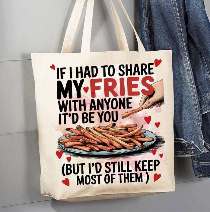 Share My Fries Love Valentine Canvas Tote Bag