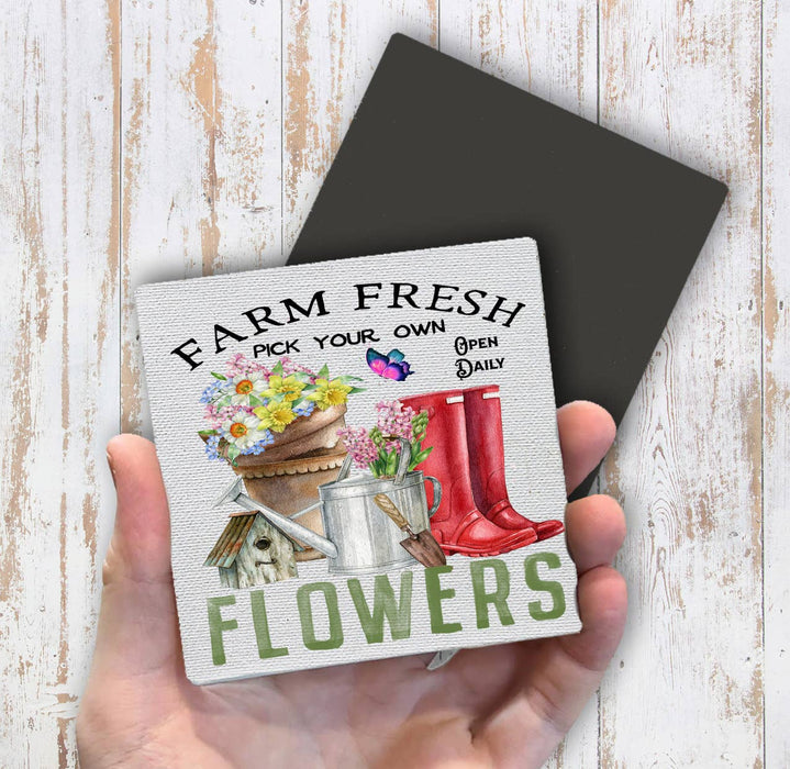 Farm Fresh Flowers Garden Magnet Fridge