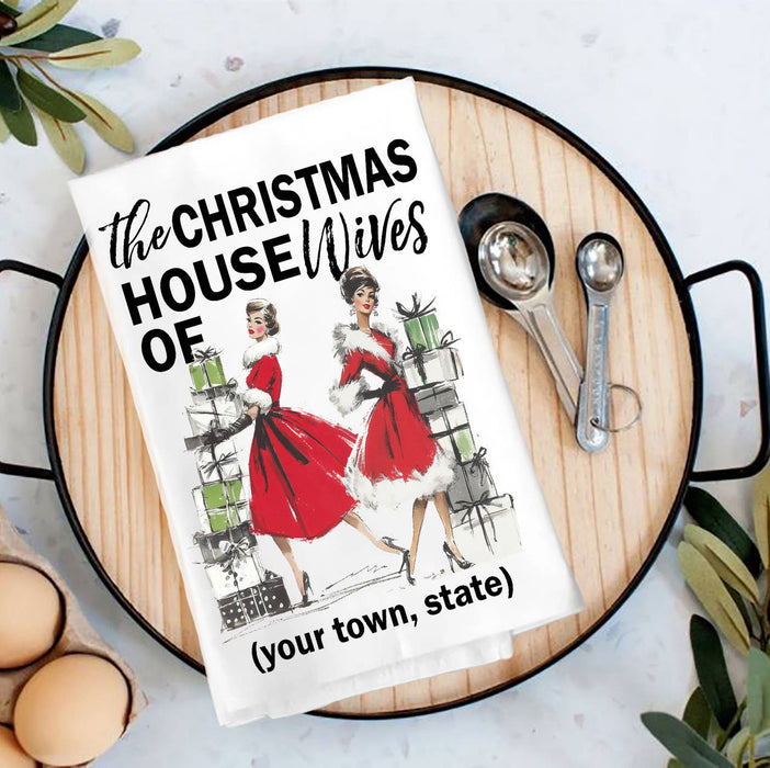 Retro Ladies Christmas Housewives Tea Towel