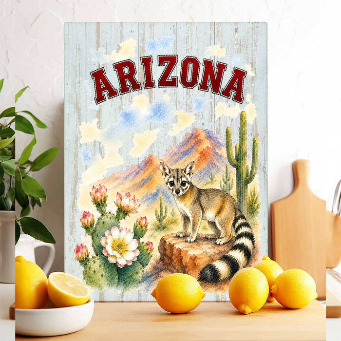 Arizona State Bird and Animal Glass Cutting Board