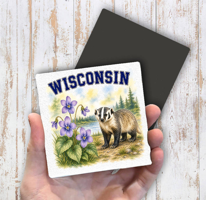 Wisconsin State Bird and Animal Magnet Fridge