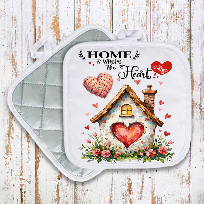Home is Where the Heart Is Valentine Pot Holder Oven Mitt