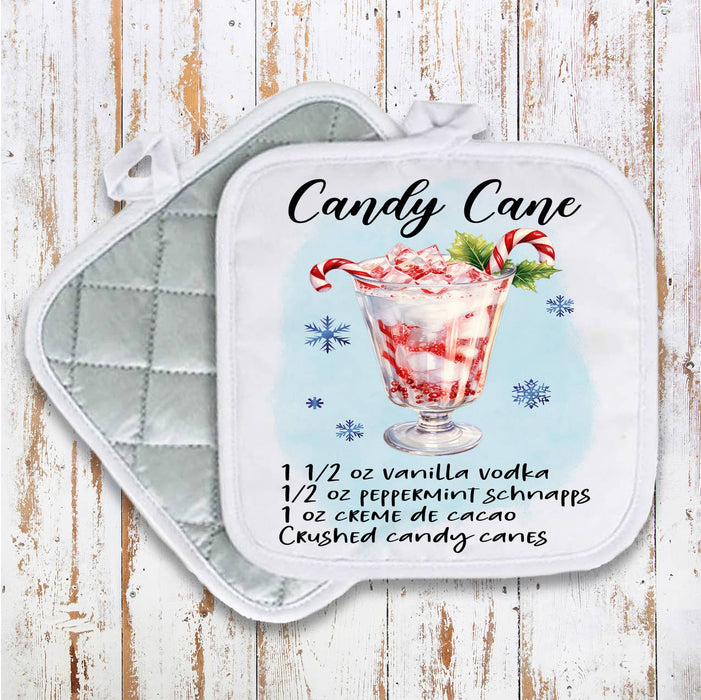 Christmas Cocktail Candy Cane Recipe Pot Holder Oven Mitt