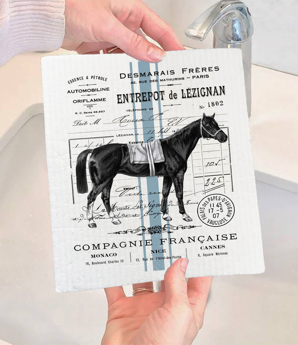 Vintage French Horse SWEDISH DISH CLOTH