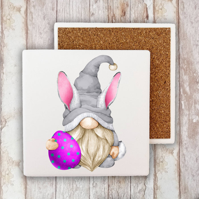 Easter Gnome Purple Easter Egg Stone Coaster