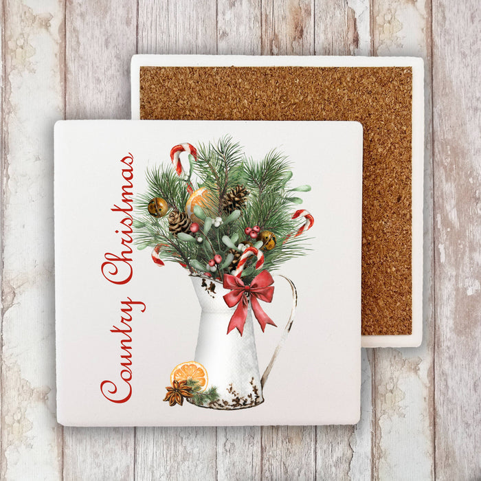Rustic Country Christmas Stone Coaster