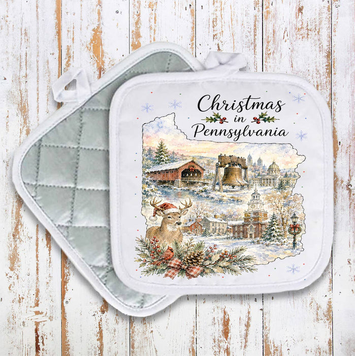 Christmas in Pennsylvania State Map Pot Holder