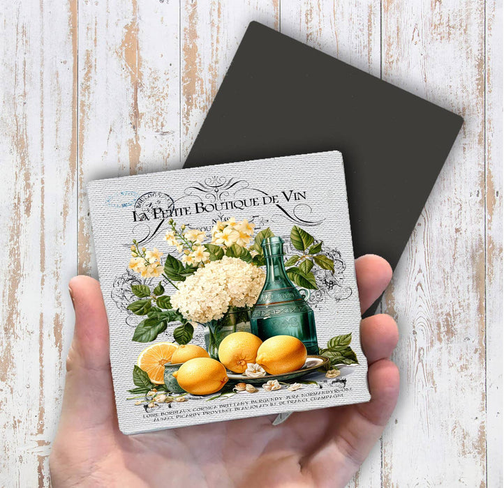 Vintage French Flower Lemons Magnet Fridge