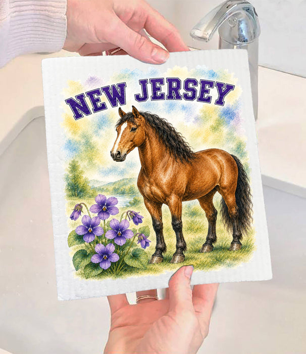 New Jersey State Bird and Animal Swedish Dishcloth