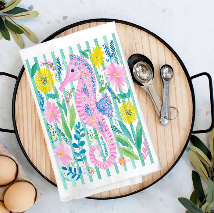 Coastal Sea Horse Ocean Tea Towel