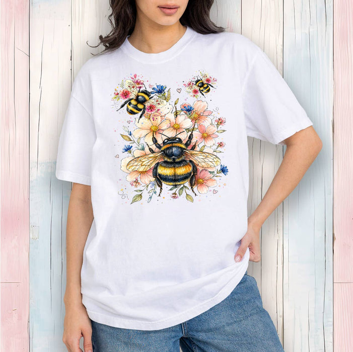 Watercolor Bees Flowers T-Shirt
