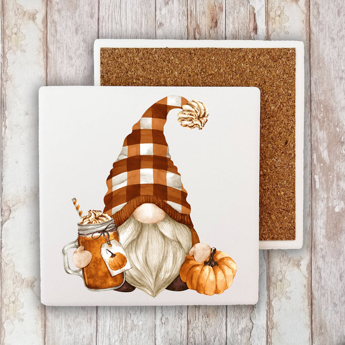 Fall Autumn Gnome Pumpkin Spice  Stone Coaster