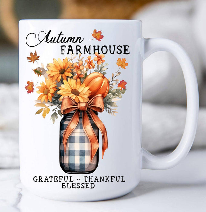 Autumn Farmhouse Grateful Bless Coffee Mug