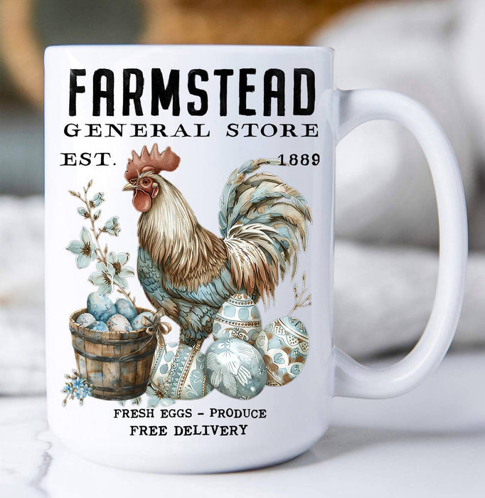 Rooster Easter Eggs Farmstead Coffee Mug