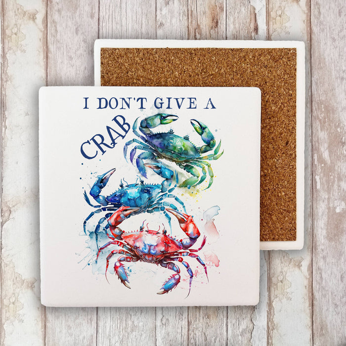 Coastal Beach I Don't Give a Crab Stone Coaster