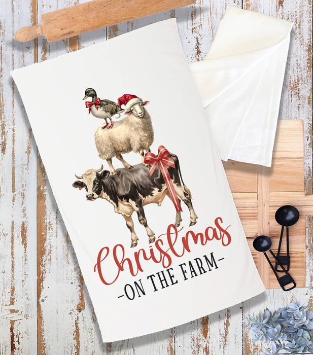 Christmas on the Farm Animals Terry Towel