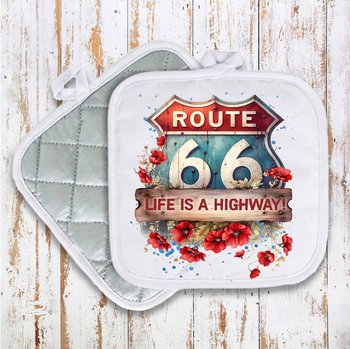 Route 66 Life is a Highway Pot Holder Oven Mitt