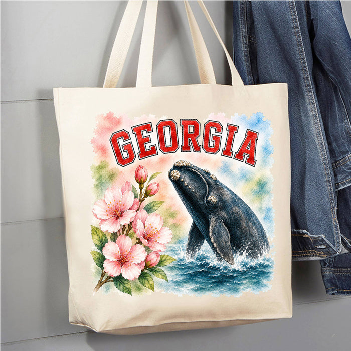 Georgia State Bird and Animal Canvas Tote Bag