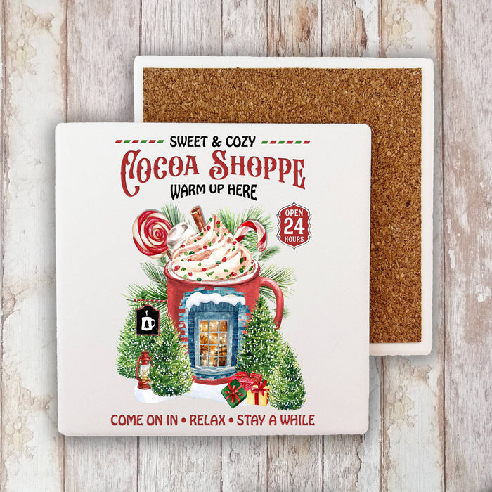Christmas Cocoa Shoppe Stone Coaster