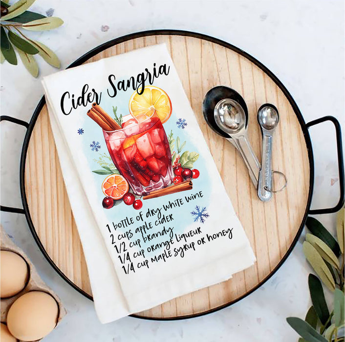 Christmas Cocktail Cider Sangria Recipe Tea Towel