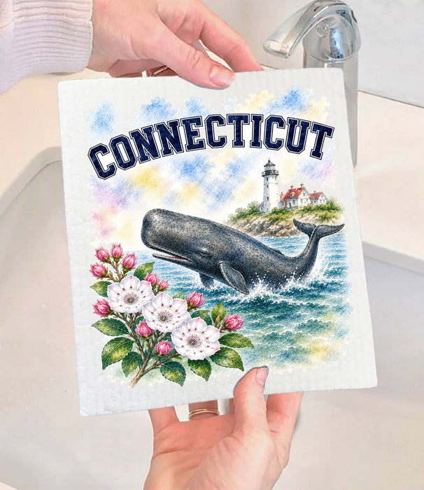 Connecticut State Bird and Animal Swedish Dishcloth