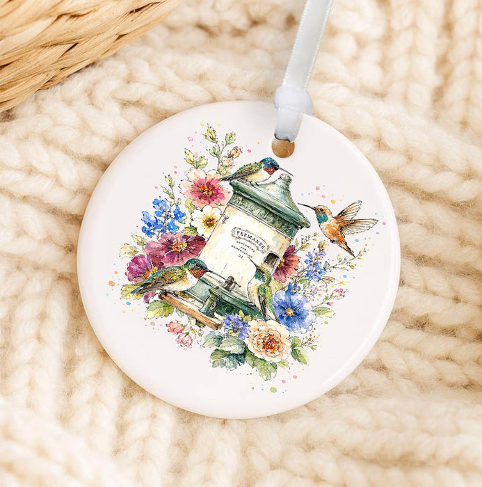 Spring Hummingbirds Flowers Feeder Ornament