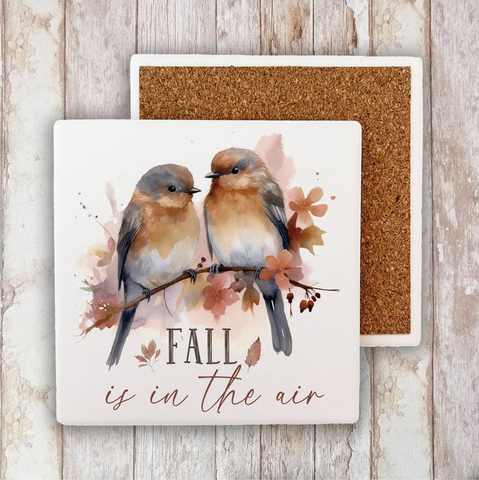 Autumn Fall is in the Air Birds Stone Coaster
