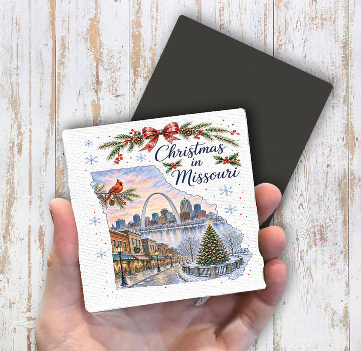 Christmas in Missouri State Map Magnet Fridge