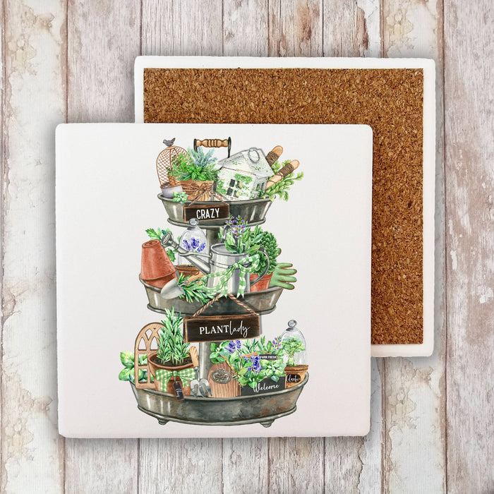 Crazy Plant Lady 3 Tier Tray Herbs Stone Coaster
