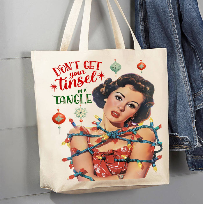 Christmas Don't Get Your Tinsel Tangled  Canvas Tote Bag