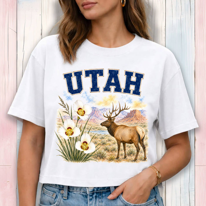 Utah State Bird and Animal Cropped T-Shirt