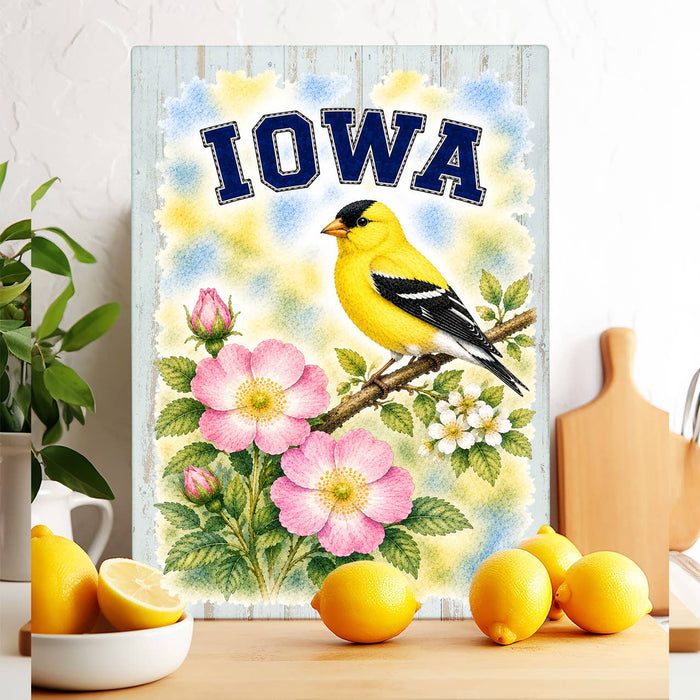 Iowa State Bird and Animal Glass Cutting Board