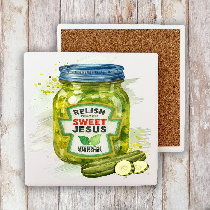 Relish Sweet Jesus Spiritual Stone Coaster