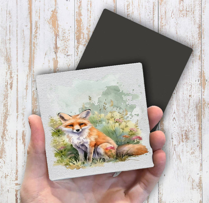 Fox Animal in Grass Flowers Magnet Fridge