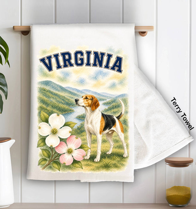 Virginia State Bird and Animal Kitchen Terry Towel