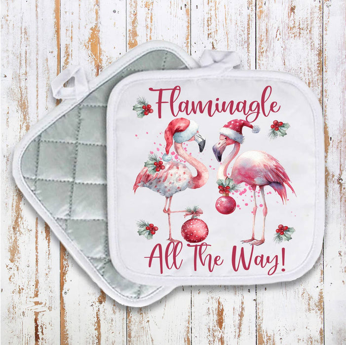 Christmas Flamingo Flaminagle all the way Pot Holder