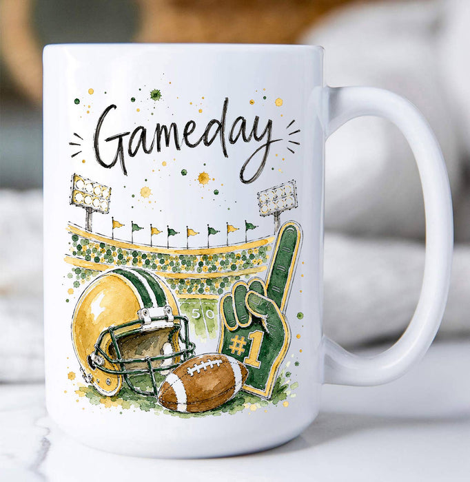 Gameday Football Gold & Green Coffee Mug