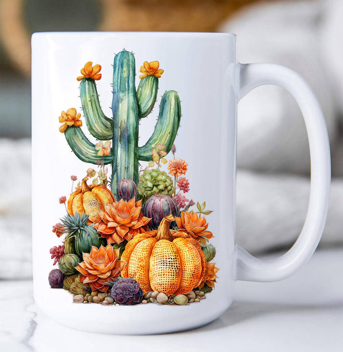 Fall Pumpkin Saratoga Cactus Flowers  Coffee Mug