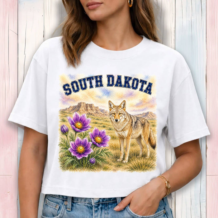 South Dakota State Bird and Animal Cropped T-Shirt