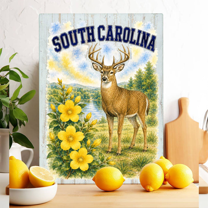 South Carolina State Bird and Animal Glass Cutting Board